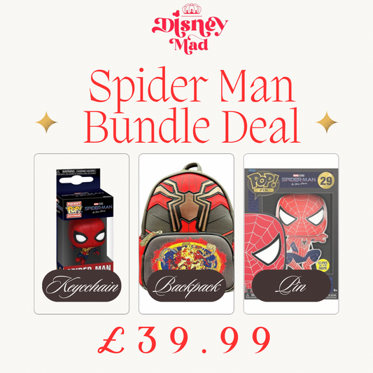 Spider Man Bundle Deal - Marvel SpiderMan No Way Home Cosplay Mini Backpack,  Funko Pop! Pin Marvel: Spider-Man – Andrew Garfield And Spider Man Pocket Pop Bobble head KeyChain