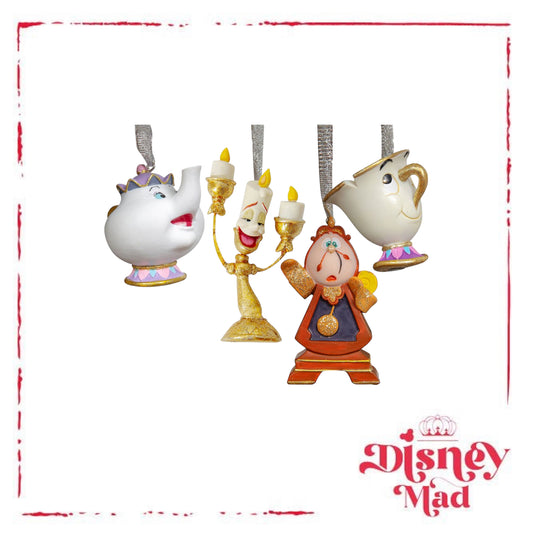 Disney Set of 4 Beauty & The Beast Resin Hanging Decorations