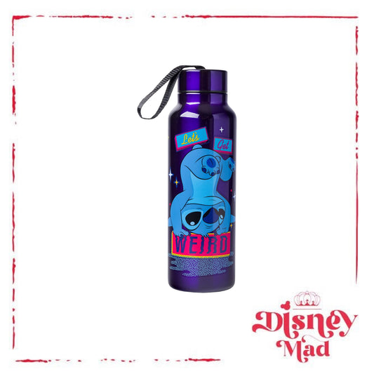 Silver Buffalo Lilo and Stitch Get Weird Stainless Steel Water bottle with Strap, 27-Ounces