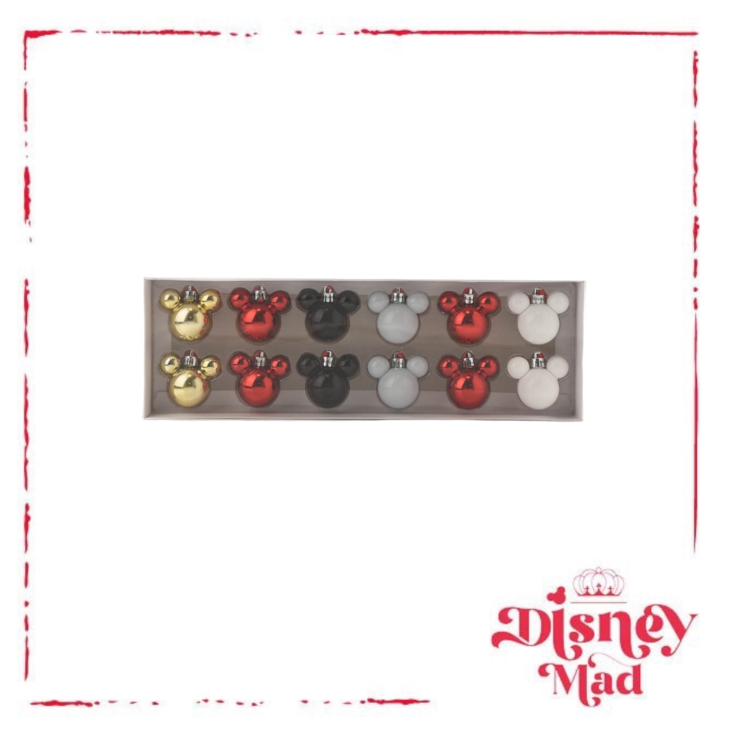Set of 12 Mini Mickey Baubles Assorted Finishes