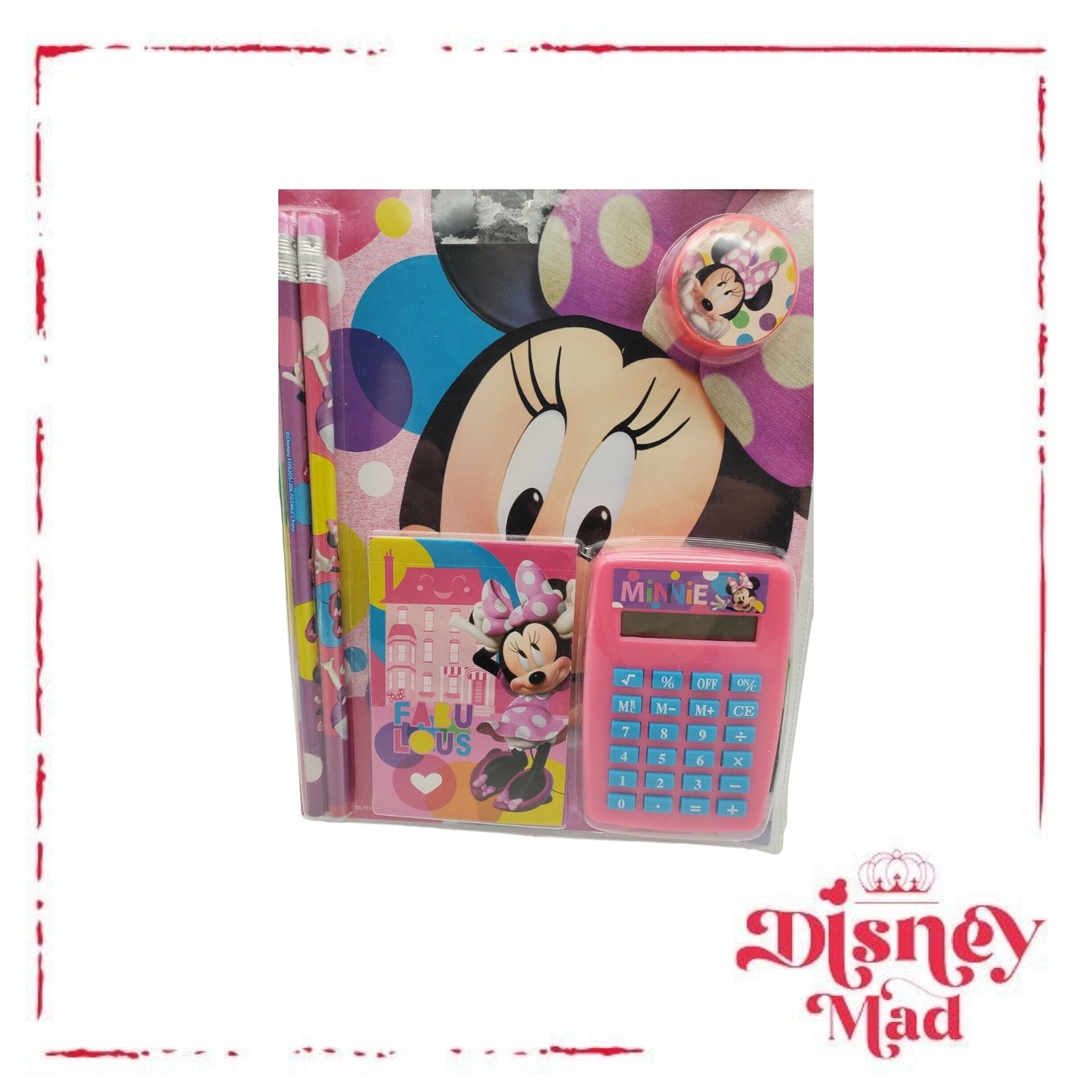 Minnie Mouse Kids Calculator School Supplies Set - 7 Piece Set