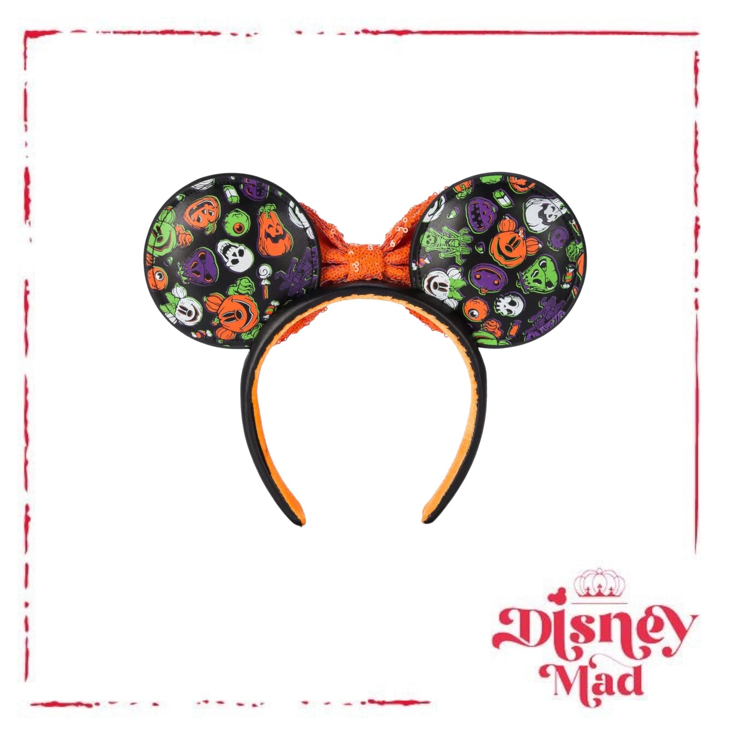 Disney Store  Accessories  Adults  Ear Hats & Headbands Minnie Mouse Glow-in-the-Dark Halloween Ear Headband with Sequined Bow - Disney Parks