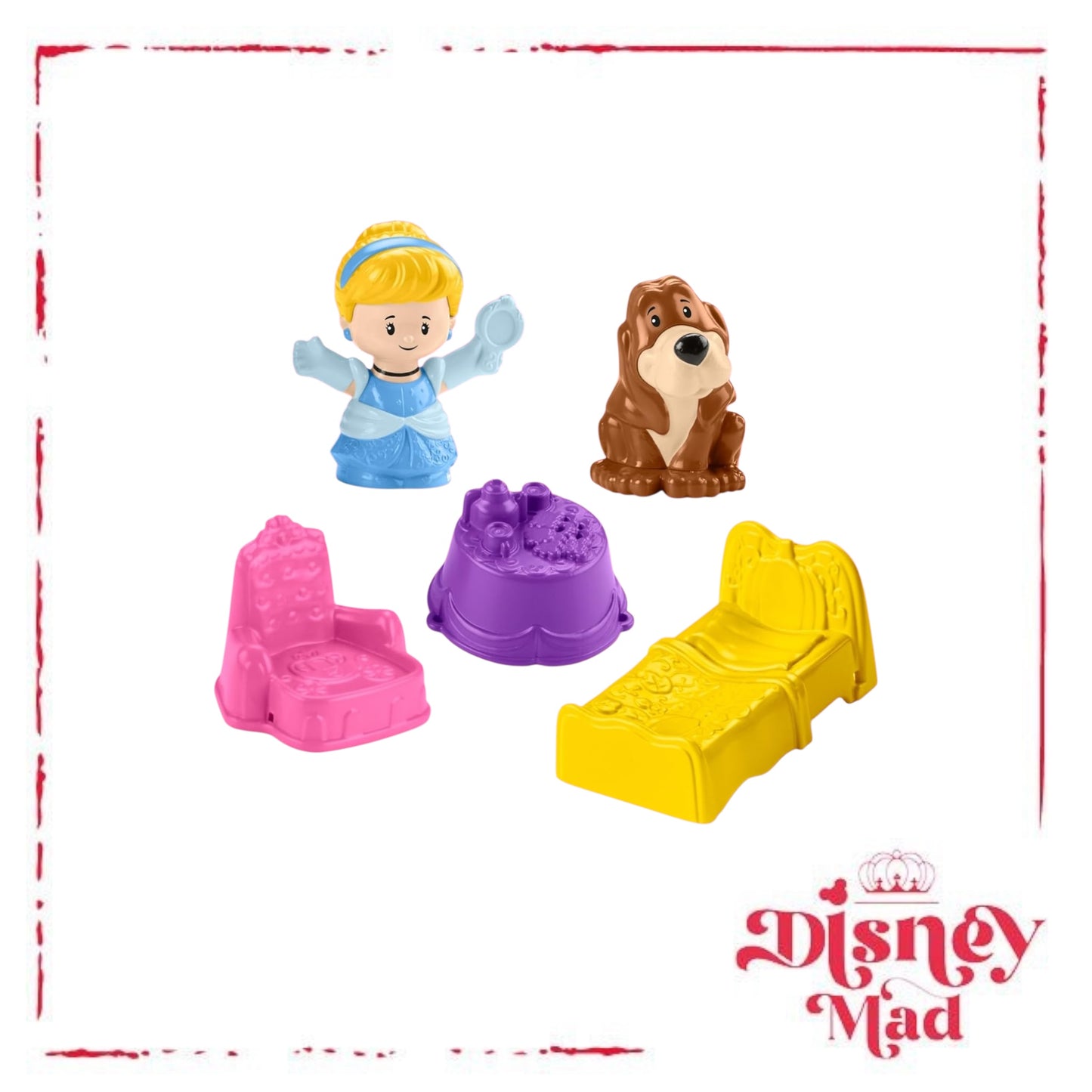 Fisher-Price Disney Princess Cinderella On-the-Go Toddler Playset Carry-Along Case with 2 Little People Figures
