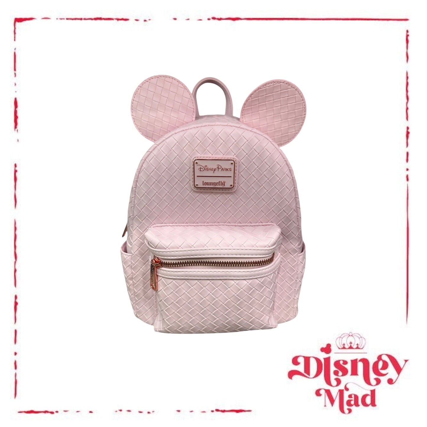Disney Parks Mickey Pink Woven Loungefly Backpack