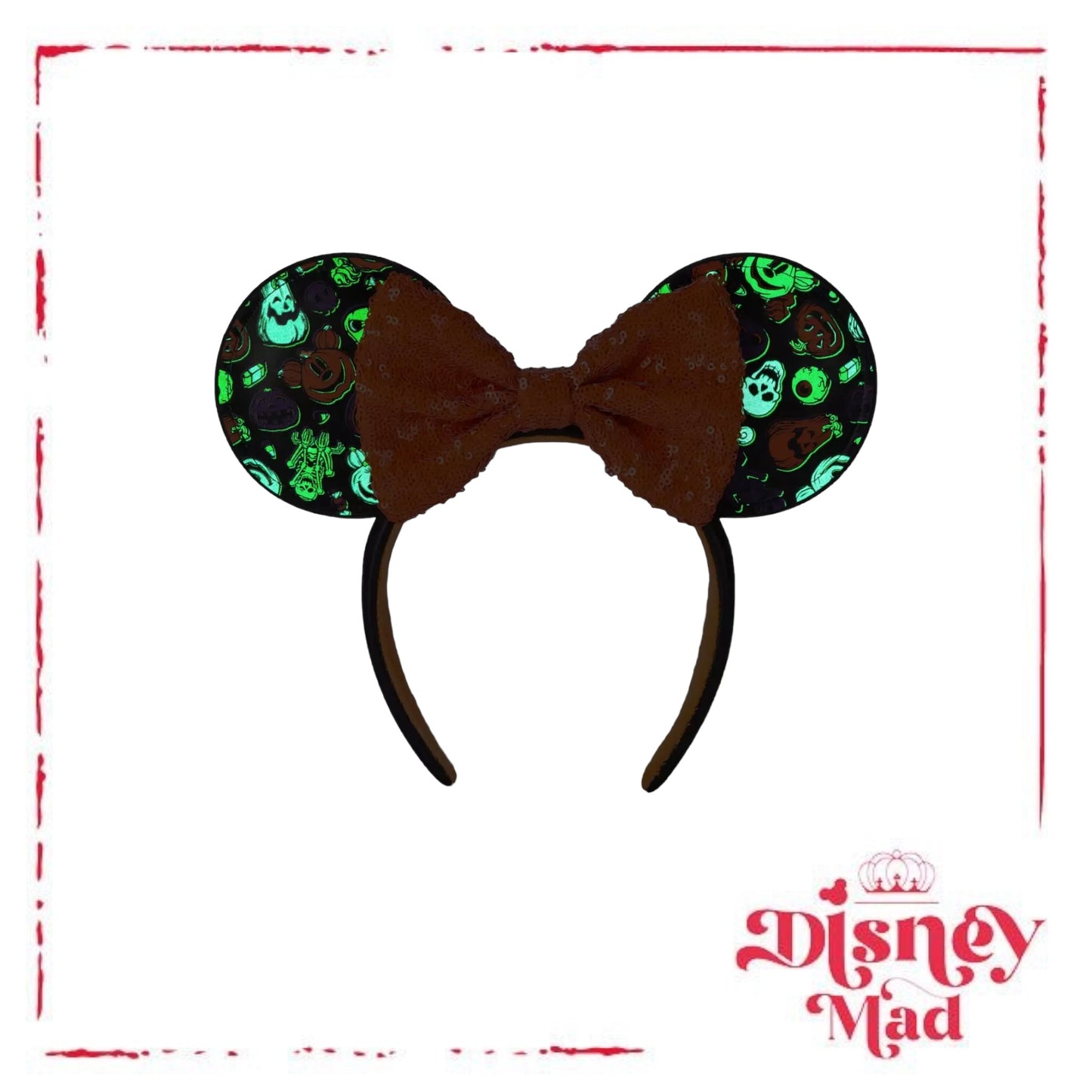 Disney Store  Accessories  Adults  Ear Hats & Headbands Minnie Mouse Glow-in-the-Dark Halloween Ear Headband with Sequined Bow - Disney Parks