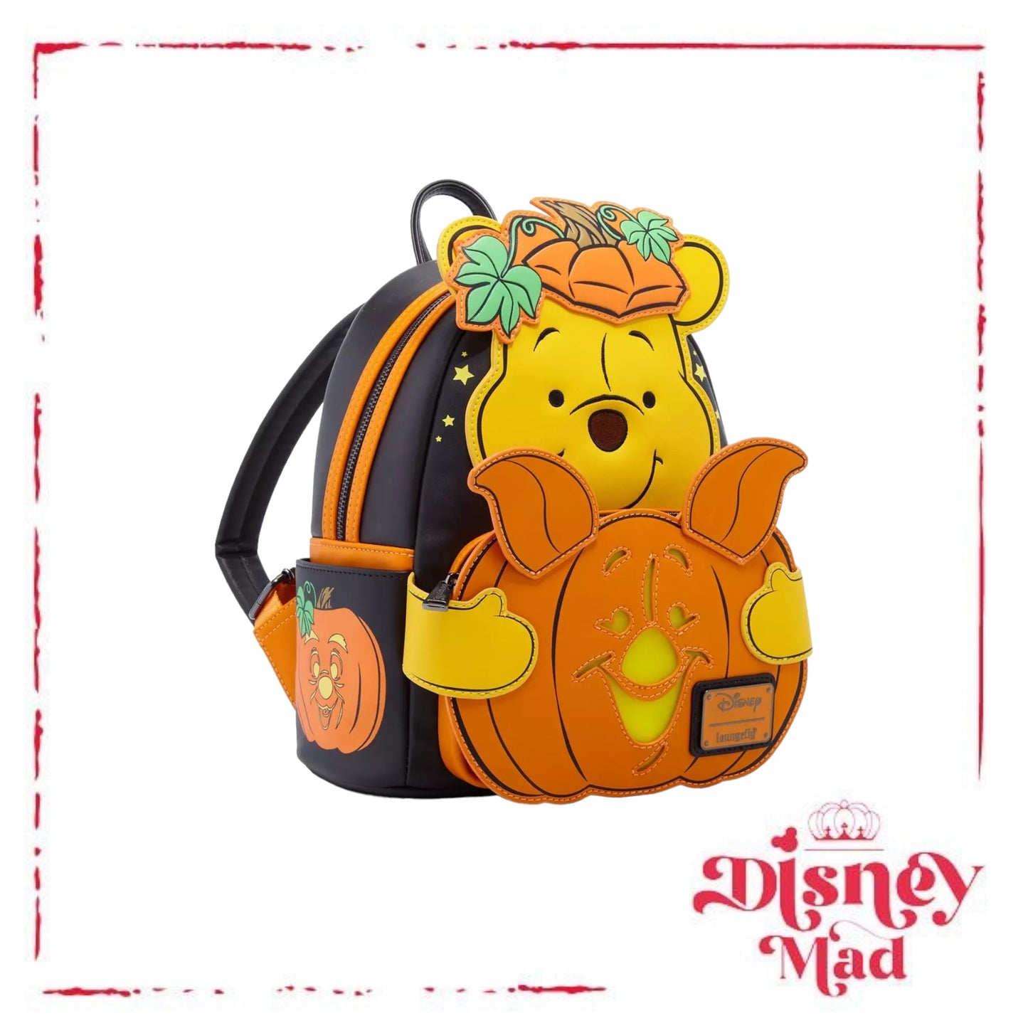 Loungefly Disney Winnie the Pooh Piglet and Pooh Bear Pumpkin Light-Up Mini Backpack