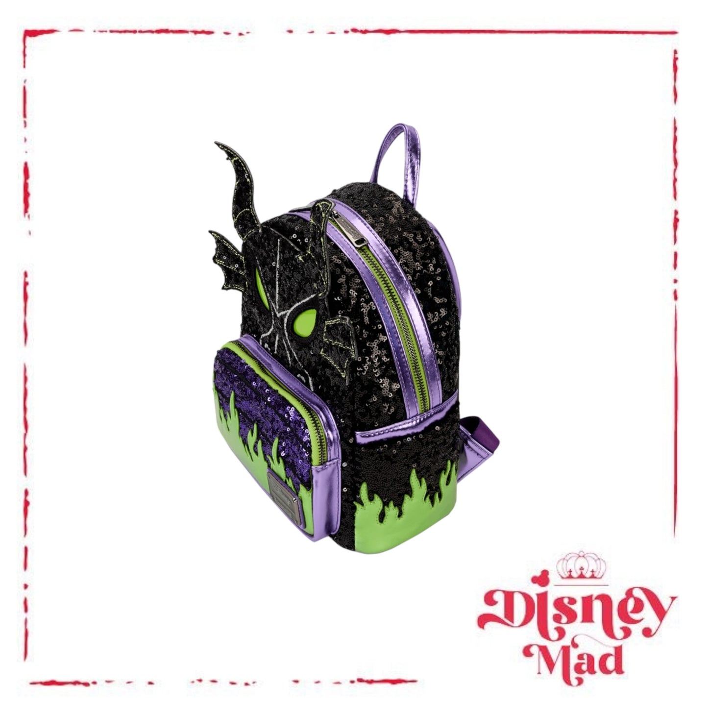 Sleeping Beauty Maleficent Dragon Exclusive Sequin Cosplay Light Up Glow Mini Backpack
