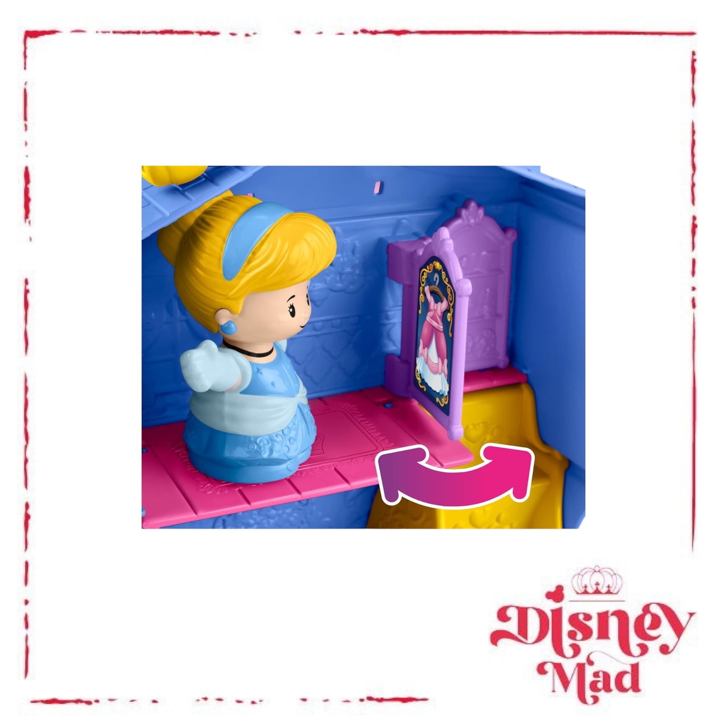 Fisher-Price Disney Princess Cinderella On-the-Go Toddler Playset Carry-Along Case with 2 Little People Figures