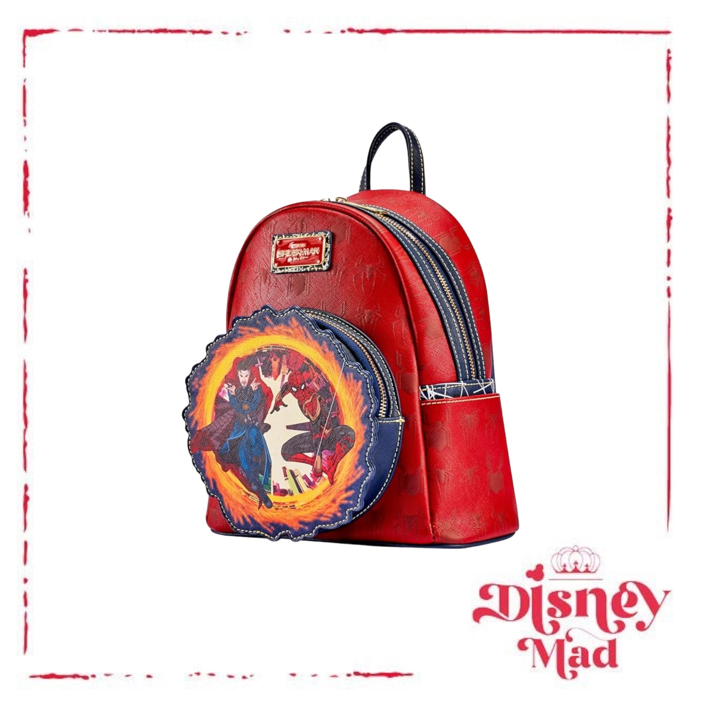 Bundle Deal 2 - Loungefly Marvel Spider-Man Portal Backpack Spiderman No Way Home, Dr Stange Enamel Pin & Spider-Man Pocket Pop Keychain