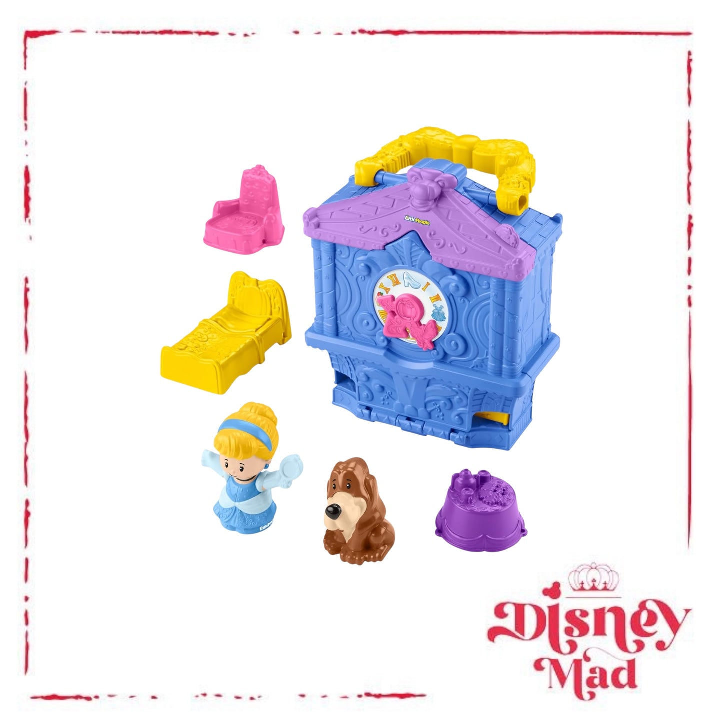 Fisher-Price Disney Princess Cinderella On-the-Go Toddler Playset Carry-Along Case with 2 Little People Figures