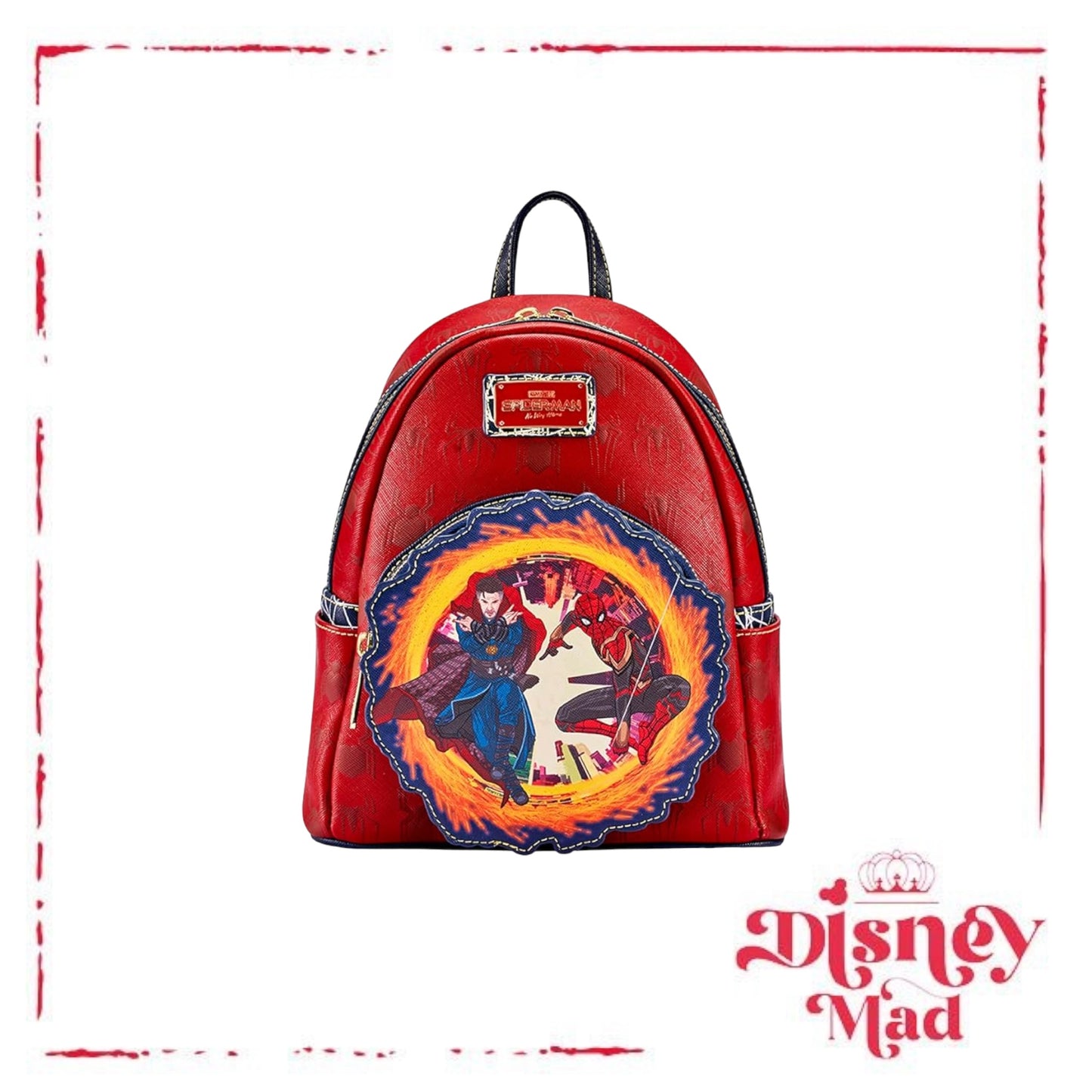 Bundle Deal 2 - Loungefly Marvel Spider-Man Portal Backpack Spiderman No Way Home, Dr Stange Enamel Pin & Spider-Man Pocket Pop Keychain