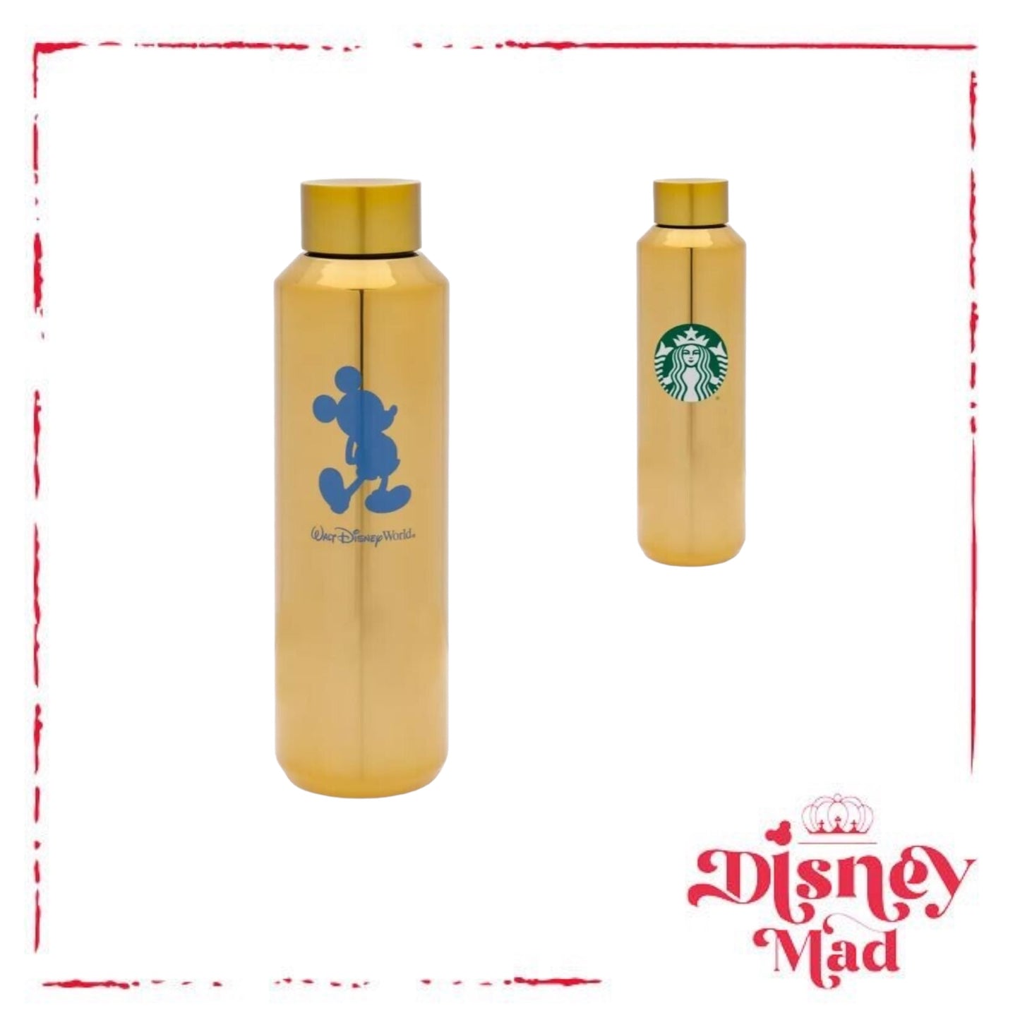 Mickey Mouse Starbucks Stainless Steel Water Bottle Disney Parks- Disney World
