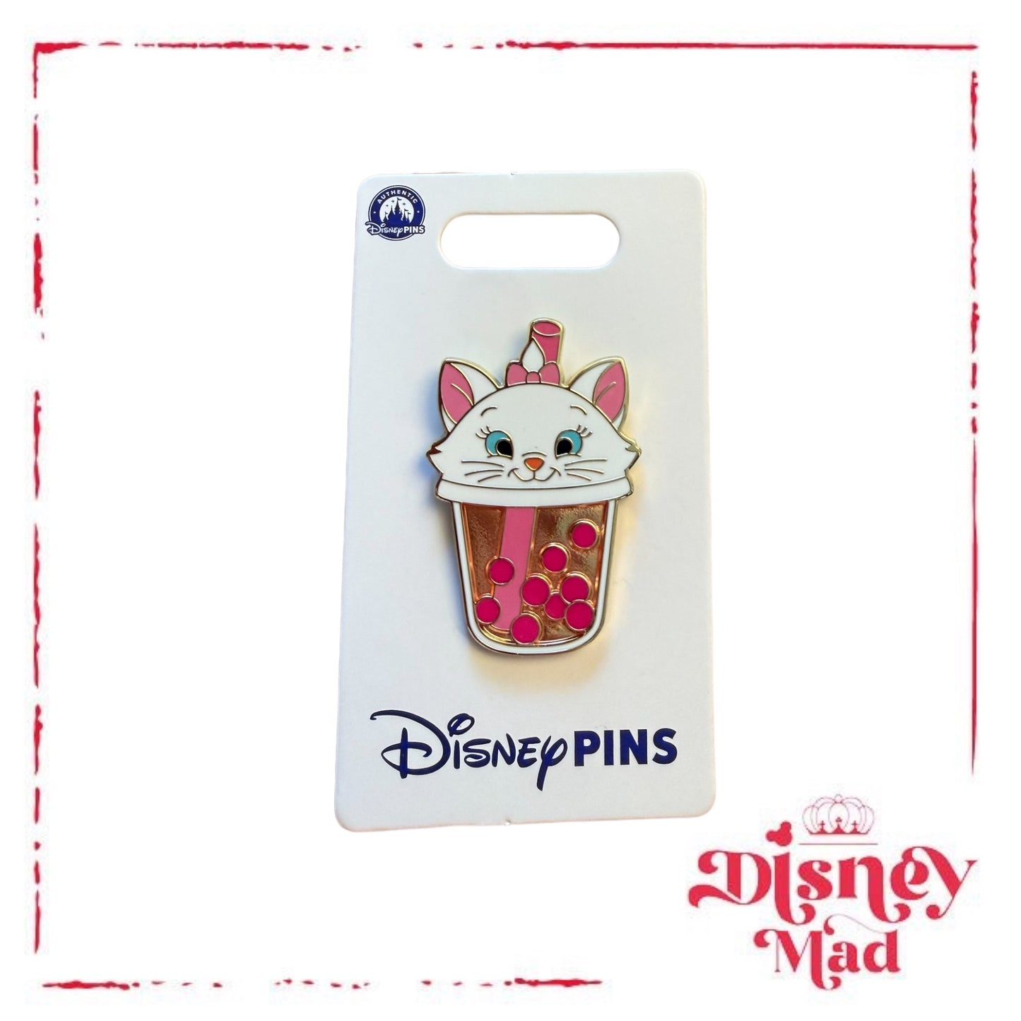 Disney Parks Marie Aristocats Boba Bubble Tea Sipper Drink Pin