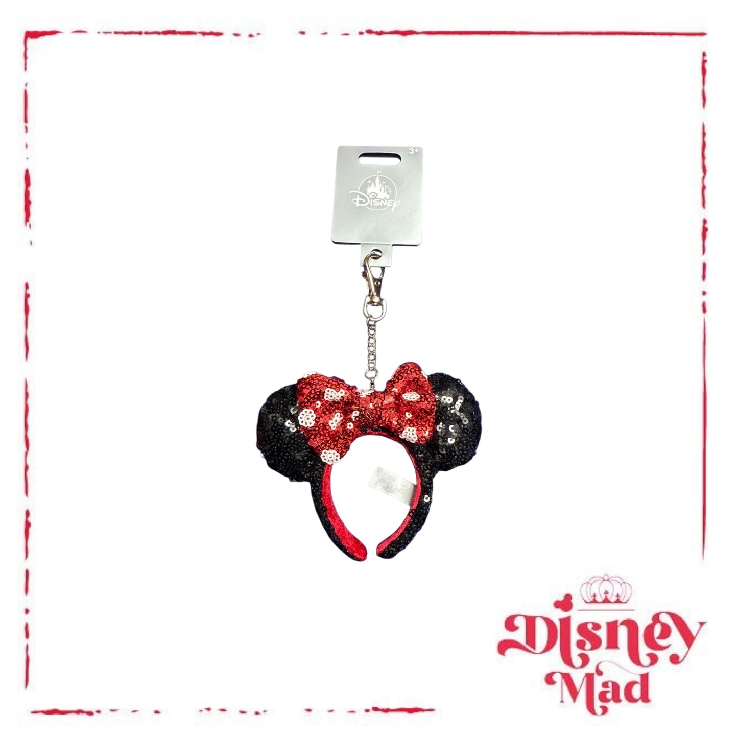 Disney Parks Minnie Mouse Polka Dot Headband Ears Bag Clip Charm Keychain