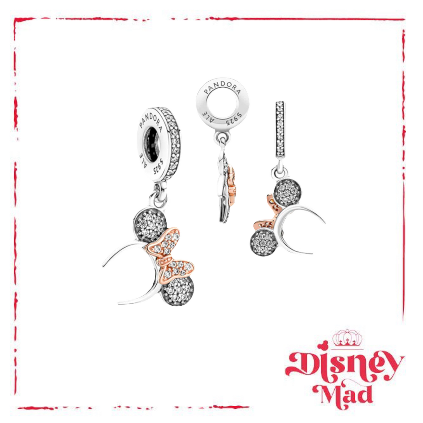 Disney Pandora - Minnie Mouse Headband Dangle Charm - Disney Parks Exclusive