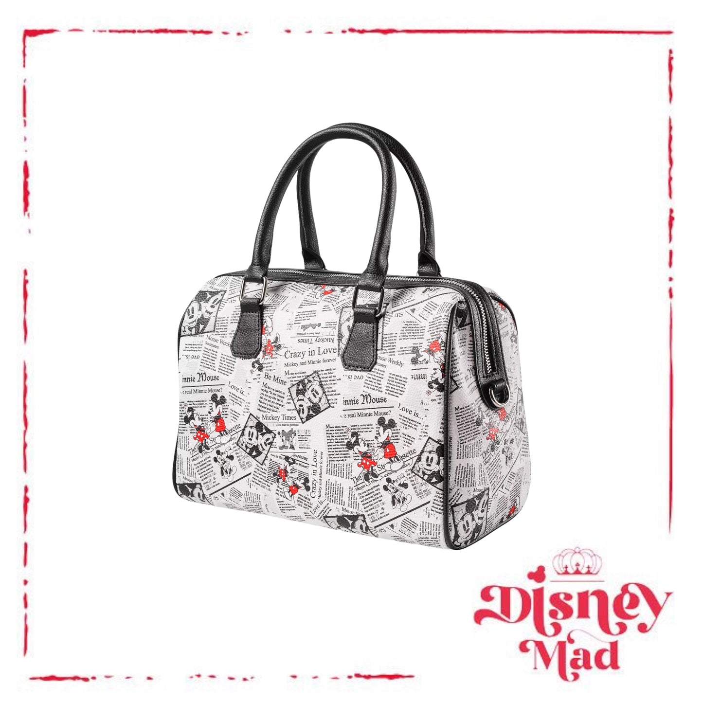 Mickey and Minnie Mouse Newsprint Satchel - Disney Parks