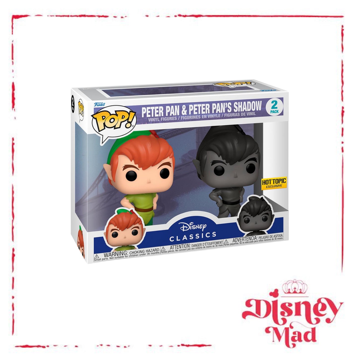 Funko Disney Peter Pan Pop! Peter And Shadow Vinyl Figure Set Hot Topic Exclusive