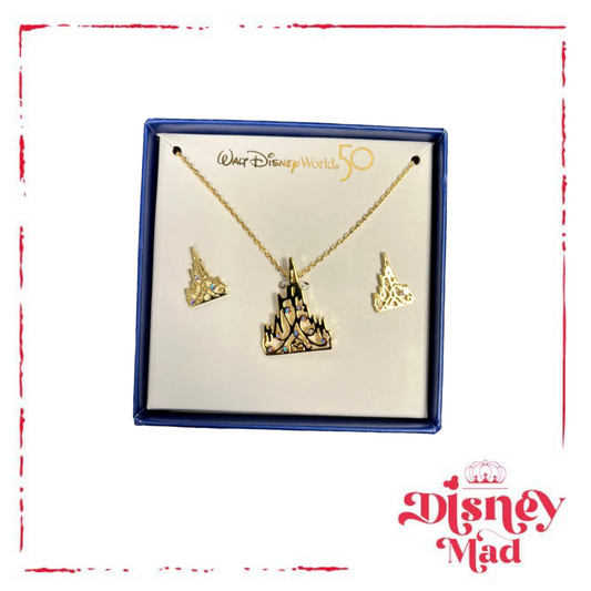 Disney Necklace & Earrings Set - 50th Anniversary - Cinderella Castle - Parks Exclusive