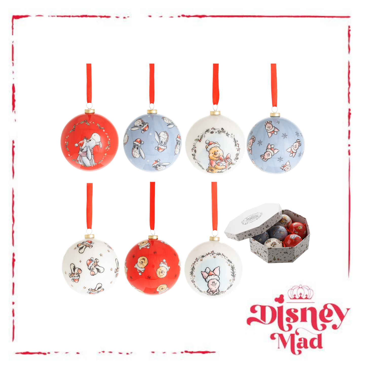 Disney Winnie The Pooh Set of 7 Baubles