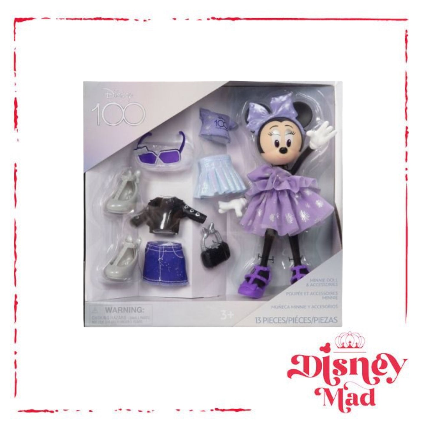 Minnie Mouse Platinum Celebration Doll and Accessories Set – Disney100