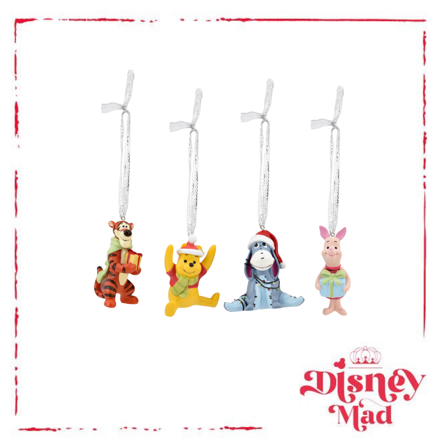 Disney Set of 4 Winnie The Pooh Resin Hanging Decorations