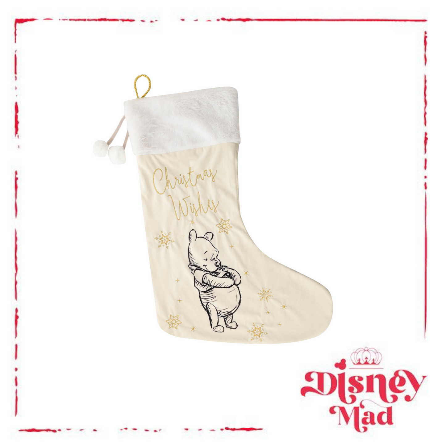 Disney Plushy Velvet Stocking Winnie the Pooh - Christmas Wishes