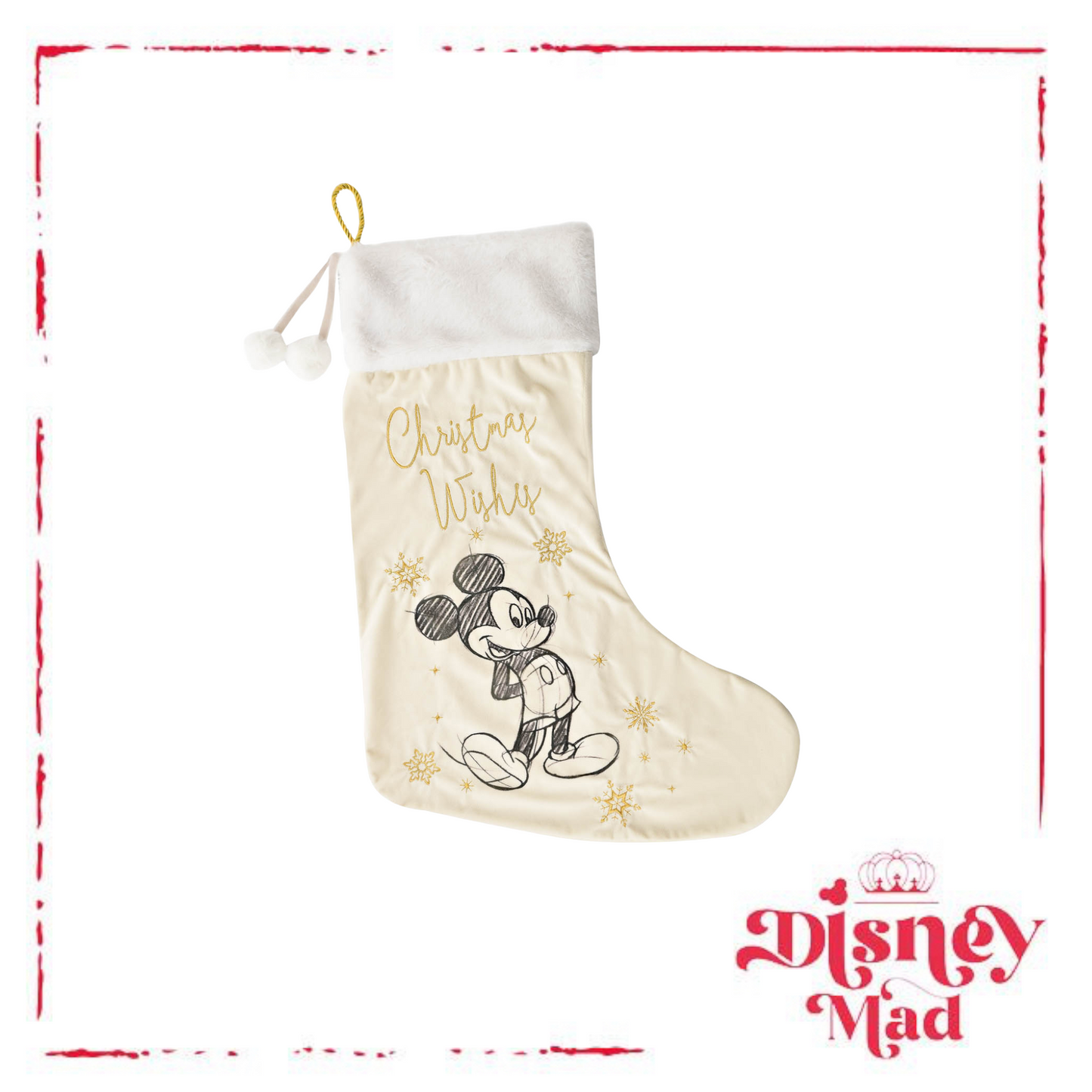 Disney Plush Velvet Stocking Mickey Mouse - Christmas Wishes