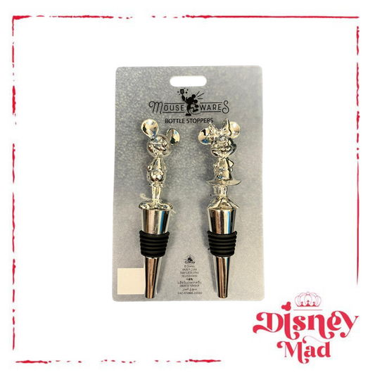 Mickey and Minnie Silver Stainless Steel Wine Bottle Stoppers Set - Parks Exclusive