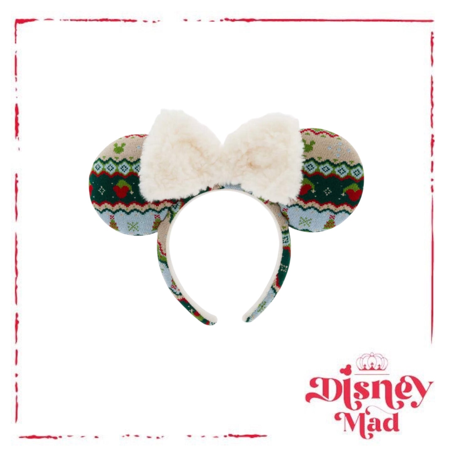 Disney Minnie Holiday Knitted Sweater Ear Headband Disney Parks