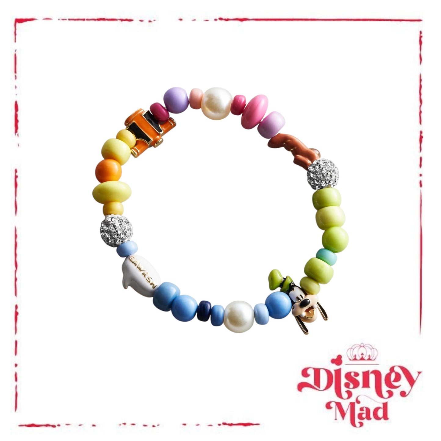 Disney Baublebar - Goofy Beaded Multicolored Charm Bracelet