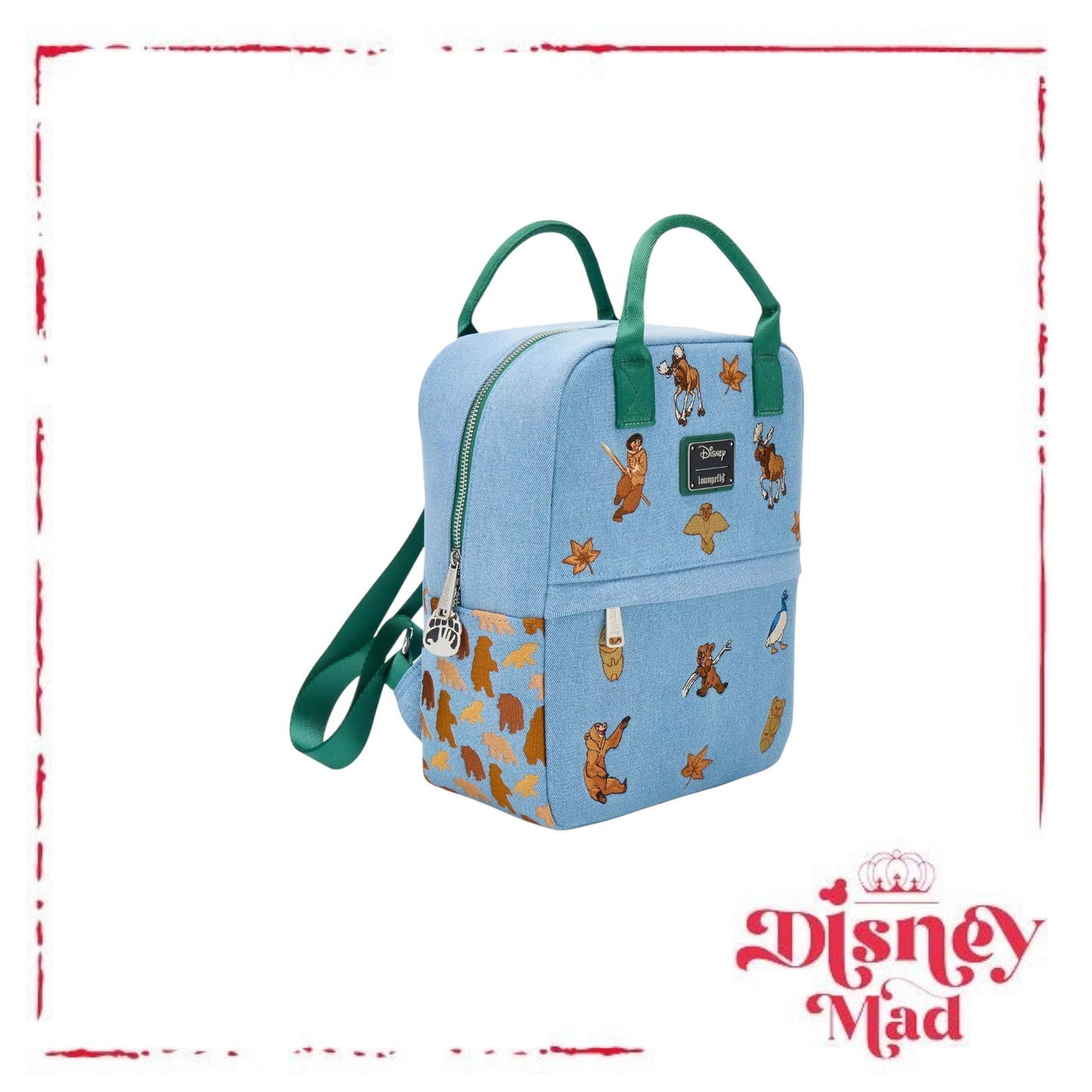 Loungefly Disney Brother Bear Embroidered Icons Denim Mini Backpack