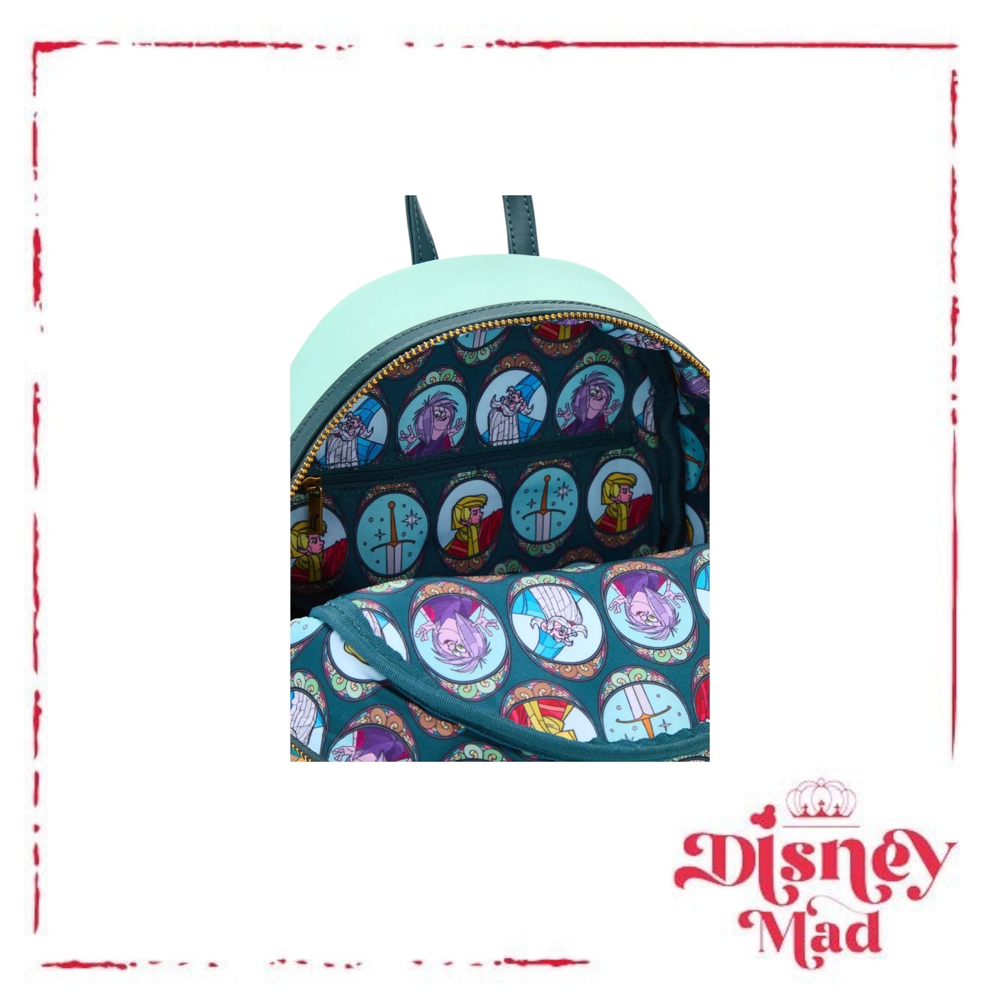 Loungefly Disney The Sword in the Stone Stained Glass Portrait Mini Backpack
