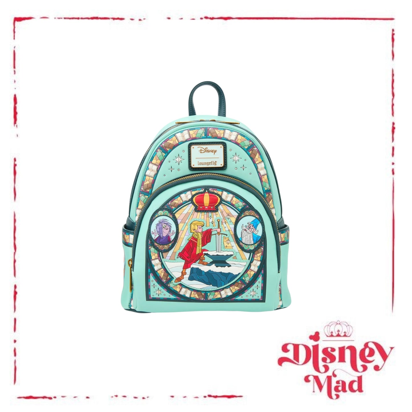Loungefly Disney The Sword in the Stone Stained Glass Portrait Mini Backpack