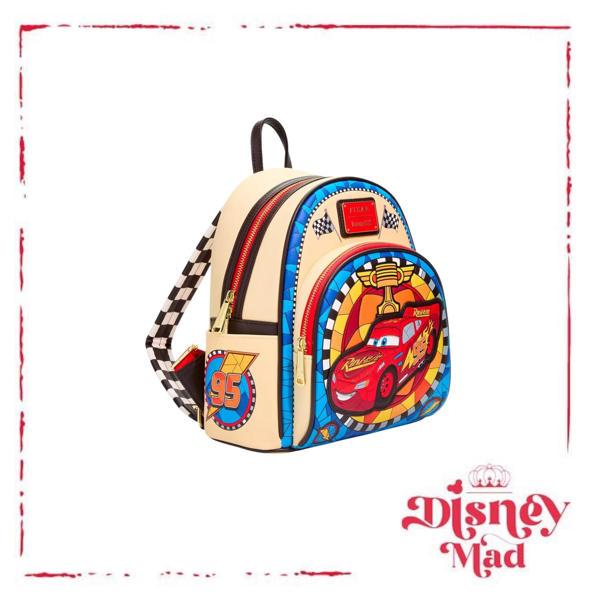 Loungefly Disney Cars Lightning McQueen Stained Glass Mini Backpack