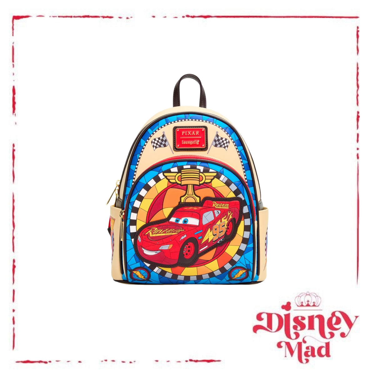 Loungefly Disney Cars Lightning McQueen Stained Glass Mini Backpack