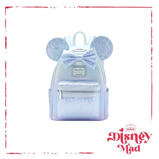 Loungefly Minnie Mouse Sequin Winter Blue Mini Backpack - Disney Parks