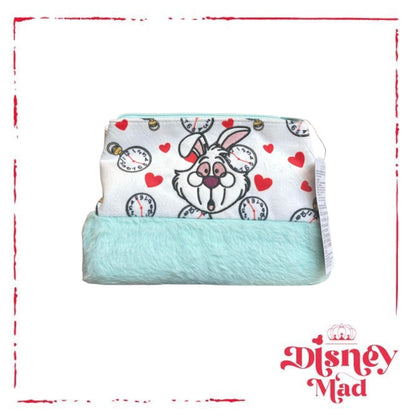 Disney Parks Alice in Wonderland White Rabbit Plush Cosmetic Bag