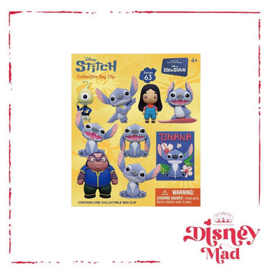 Disney Stitch Collectible Bag Clip - Lilo & Stitch Live-Action Mystery Blind Pack