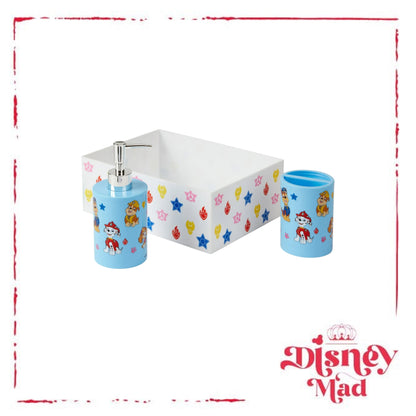 PAW Patrol 3-Piece Bathroom Accessory Set, Toothbrush Holder, Soap Pump, Storage Bin