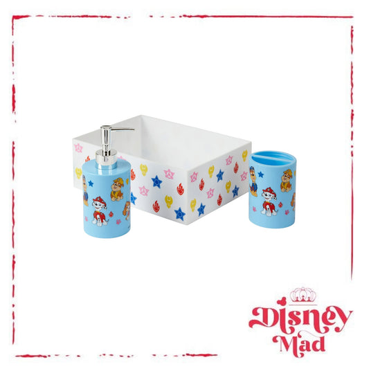 PAW Patrol 3-Piece Bathroom Accessory Set, Toothbrush Holder, Soap Pump, Storage Bin