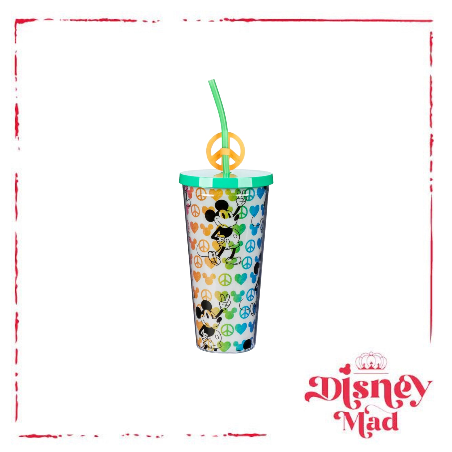 Mickey Mouse Peace and Love Tumbler with Straw Disney Parks