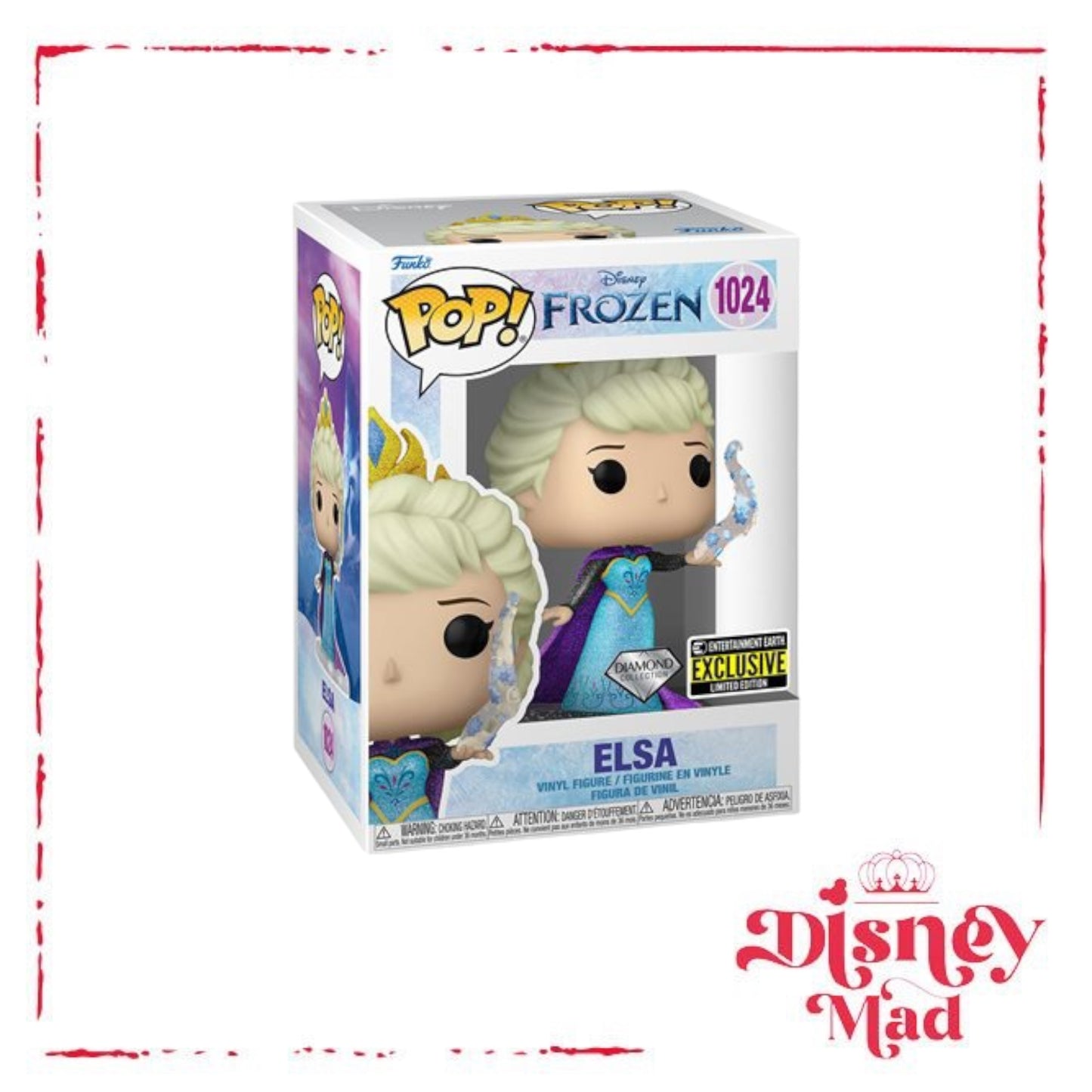 Frozen Elsa Diamond Glitter Funko Pop! Vinyl Figure #1024 - Entertainment Earth Exclusive