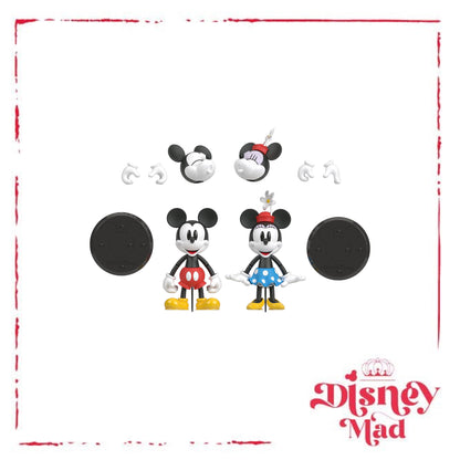 Disney 100 Collectible Action Figures Mickey and Minnie Mouse, Posable Characters, Swappable Head & Hands, Soft Good Elements