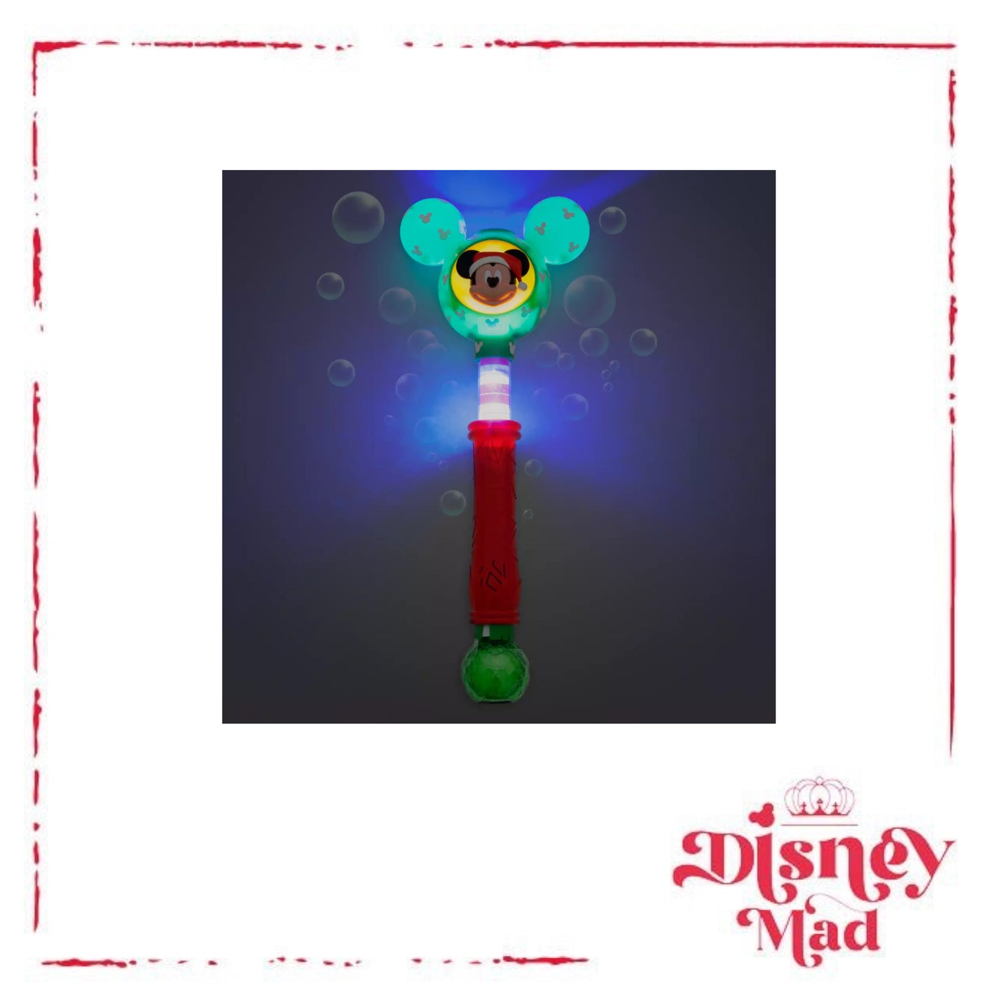 Mickey Mouse Festive Light-Up Bubble Wand Disney Parks