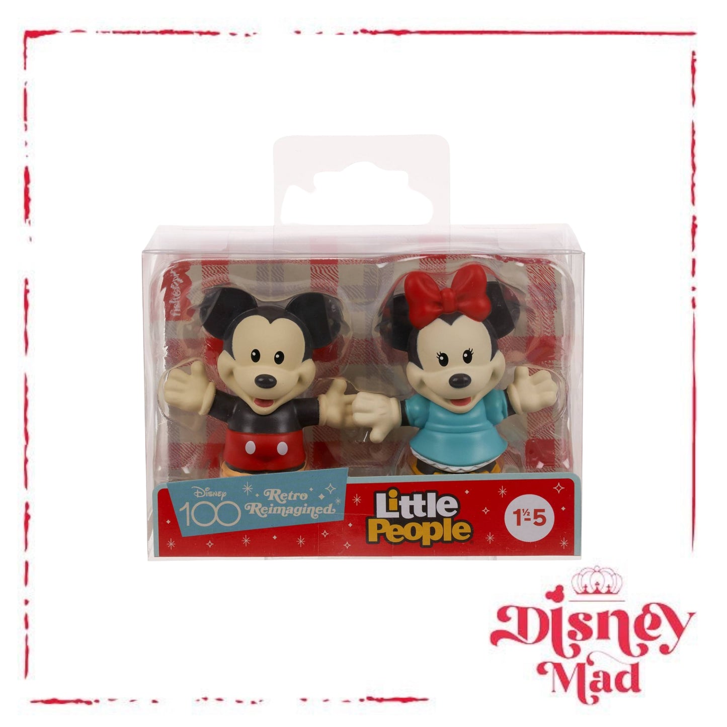 Fisher-Price Little People Disney100 Retro Reimagined Mickey & Minnie Figure Pack