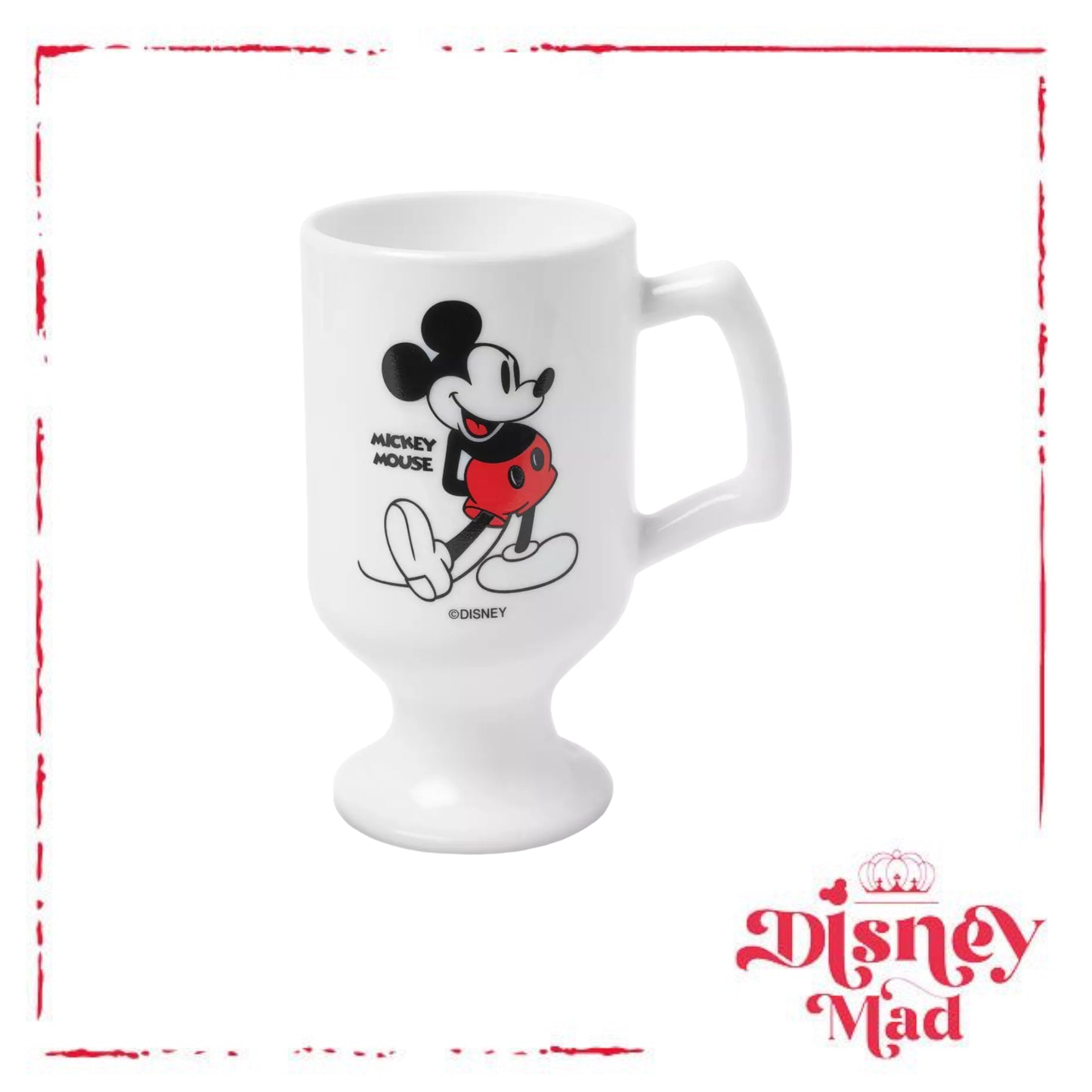 Disney Parks Mickey Mouse White Glass Pedestal Mug