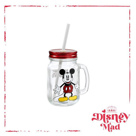 Funko Disney Mickey Mouse Glass Mason Jar Mug with Straw