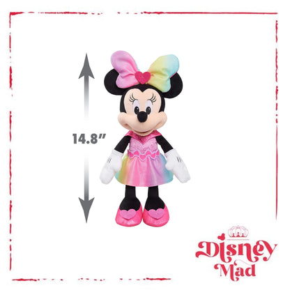 Disney Junior Minnie Mouse Sparkle and Sing Minnie Mouse, 13 Inch Feature Plush with Lights and Sounds