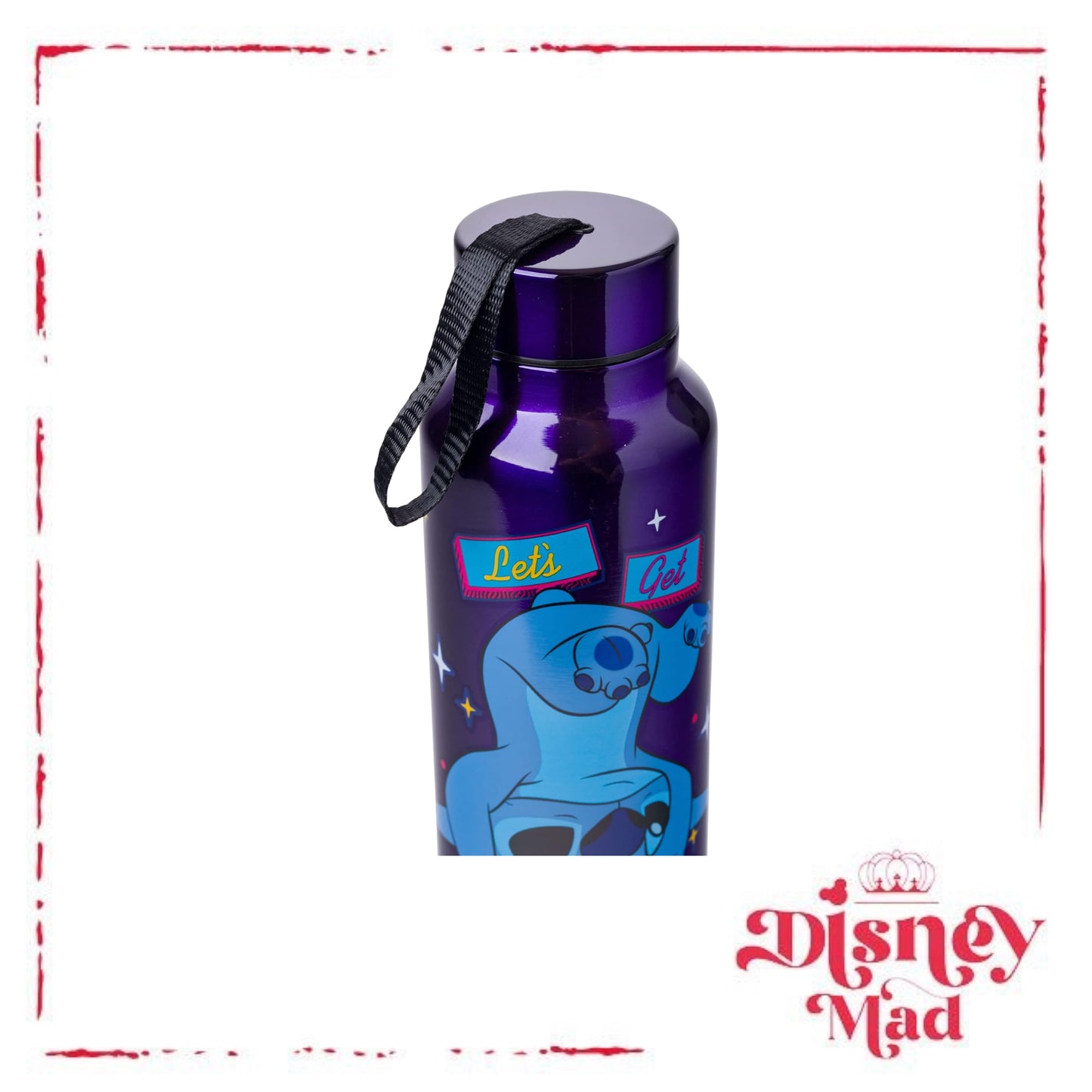 Silver Buffalo Lilo and Stitch Get Weird Stainless Steel Water bottle with Strap, 27-Ounces