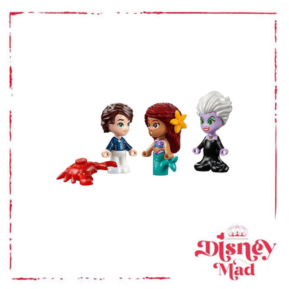 Disney Princess The Little Mermaid Story Book Buildable Toy with Ariel, Prince Eric and Ursula Micro Dolls plus Sebastian Figure